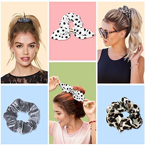 SYOSIN Scrunchies Set, Cintas para el pelo Multi Color - Cintas para el cabello de para accesorios para el cabello para niñas,Diseño retro para niñas