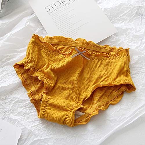 T-YIFUZX 2019 otoño e Invierno Ropa Interior de algodón Antibacteriano de Iones de Plata Lenzing Modal Calzoncillos en la Cintura Baja Incienso de otoño Femenino Amarillo M