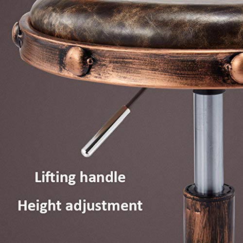 Taburete Auxiliar de Peluqueria con Rueditas，Taburete Masajista con Verde Oscuro PU Cuero Sintético Asiento，Altura Regulable 43-58 cm，160kg de Capacidad de Carga，Taburete Polipiel con Respaldo para B