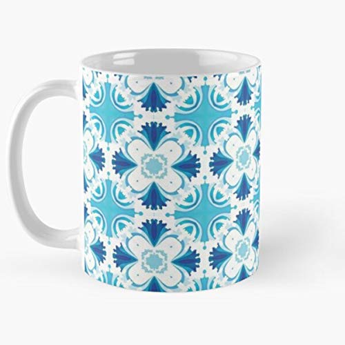 Talavera Aqua Classic Mug - Funny Gift Coffee Tea Cup White 11 Oz The Best Gift For Holidays