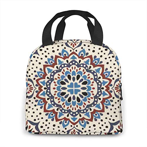 Talavera Azulejos Portugal Adorno turco The Arts Bolsa de almuerzo con aislamiento portátil Bolsa de almuerzo impermeable Bolsa de almuerzo con cremallera para alimentos Mantener caliente 4H
