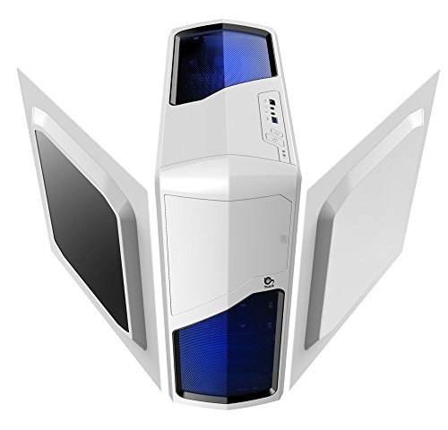 Talius Drakko - caja gaming ATX, USB 3.0, USB 2.0, ventilador 12cm led azul, color blanco