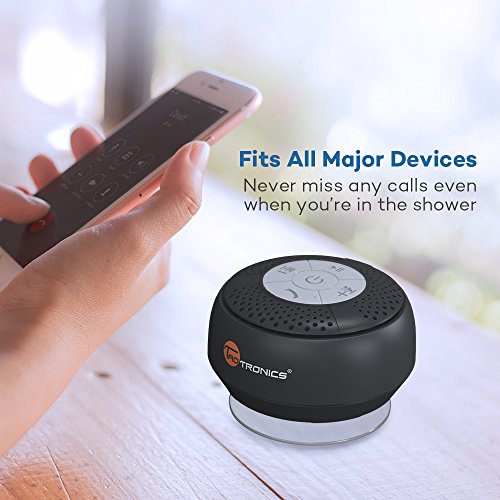 TaoTronics Altavoz Bluetooth Ducha Impermeable Inalámbrico con Ventosa, A2DP Estéreo, IPX4, hasta 6 Horas de Reproducción para Playa, Ducha, Viaje y más