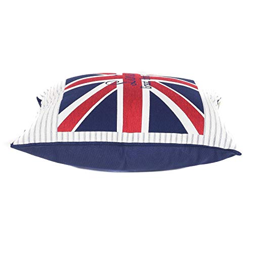 tapidecor Juego 3 Fundas COJIN Algodon Blanco Rojo Azul Bandera Inglesa 45X45
