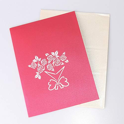 Tarjeta de felicitación roja Rosen3-D Pop-Up, tarjeta de felicitación hecha a mano para saludos del amor, día de la madre, cumpleaños, bodas, invitaciones, etc.