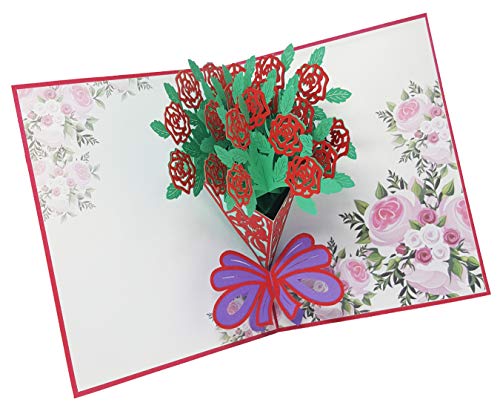 Tarjeta de felicitación roja Rosen3-D Pop-Up, tarjeta de felicitación hecha a mano para saludos del amor, día de la madre, cumpleaños, bodas, invitaciones, etc.