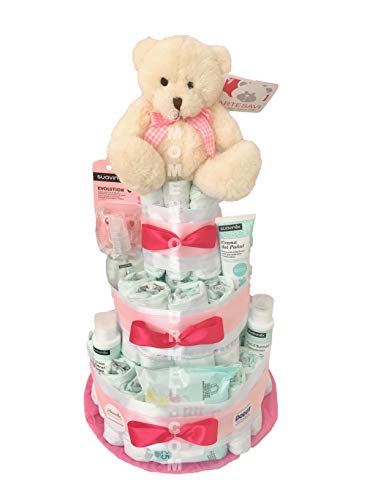 Tarta de pañales DODOT Suavinex rosa con chupete (Talla 3 (4-9 kg))