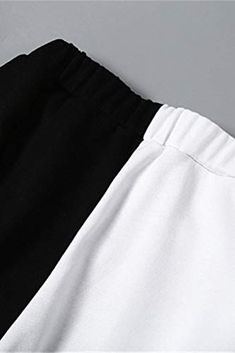 Tasty Life Pantalones De Mujer, Pantalones De Chándal De Moda, Pantalones De Chándal con Costuras En Blanco Y Negro, Pierna Recta, Pantalones Casuales Elásticos De Cintura Alta(M,Black)