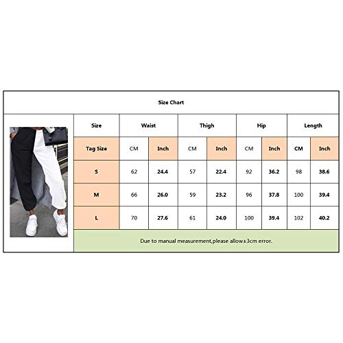Tasty Life Pantalones De Mujer, Pantalones De Chándal De Moda, Pantalones De Chándal con Costuras En Blanco Y Negro, Pierna Recta, Pantalones Casuales Elásticos De Cintura Alta(M,Black)