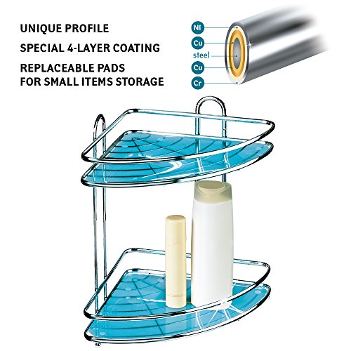 Tatkraft Kaiser Esquinero Pared para Cuarto de Baño 2 Niveles Acero Cromado 23X23X33 Alt. cm