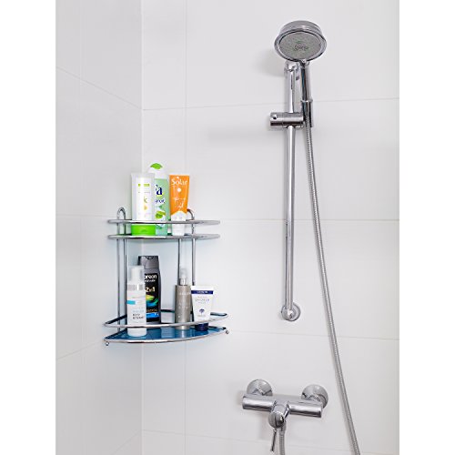 Tatkraft Kaiser Esquinero Pared para Cuarto de Baño 2 Niveles Acero Cromado 23X23X33 Alt. cm