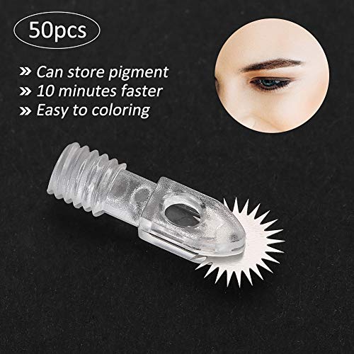Tatuaje Agujas Desechables, Microblading Tattoo Needle Roller Fog Ceja Desechable Rodillo Ceja Niebla, Semi-permanent Maquillaje Tattoo Kit(50Pcs S)