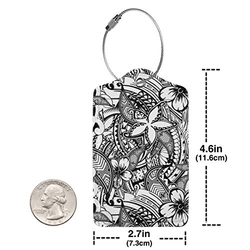 Tatuaje hawaiano polinesio trbal de la polinesia de equipaje etiquetas de equipaje de mano con correas ajustables para viajes de negocios, 2 por juego
