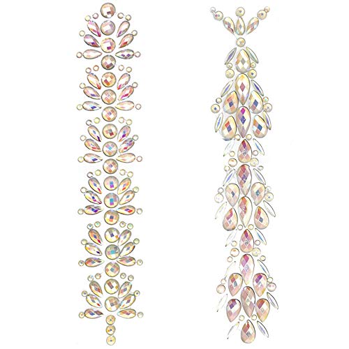 Tatuaje Temporal De Cabello Engomada De La Joyería De La Cara De La Moda Del Tatuaje Del Diamante Artificial Para Niñas Mujeres Chicas Verano Música Festival Fiesta Maquillaje Multicolor 2 Piezas