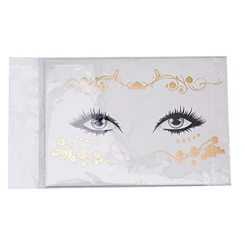 Tatuajes Temporales Tatuajes en la cara Pegatinas Dorados Pegatinas de Cara Festival Tatuajes Adhesivos Metalicos Tattoo Temporal Impermeable