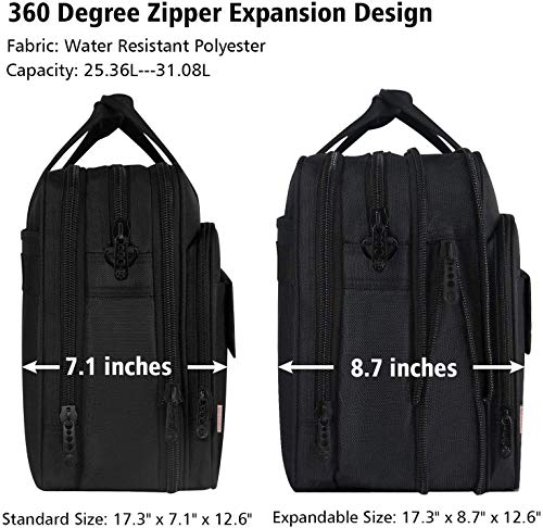 Taygeer - Bolso para ordenador portátil de 17 pulgadas,bolsa de mensajero expansible para computadora,bolso de hombro para oficina de viaje resistente al agua,maletín para llevar en la mano,negro