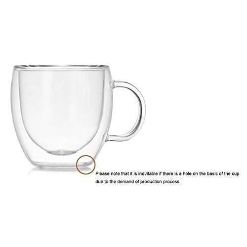 Tazas cafe Taza de café Taza de vidrio de doble pared 150 ml Mini tazas y tazas for té de café Taza de leche con mango Oficina de viaje al aire libre Drinkware vajilla Mug Café Reutilizable y Ecológic