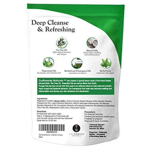 Tea Tree Oil Foot Soak With Epsom Salt, Antifungal Foot Soak Helps Away Toenail Fungus, Athletes Foot & Stubborn Foot Odour - Softens Calluses & Soothes Sore Tired Feet, 410ml