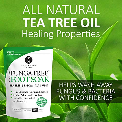 Tea Tree Oil Foot Soak With Epsom Salt, Antifungal Foot Soak Helps Away Toenail Fungus, Athletes Foot & Stubborn Foot Odour - Softens Calluses & Soothes Sore Tired Feet, 410ml