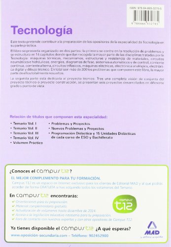 Tecnologia, problemas y proyectos. Cuerpo de profesores de enseñanza secundaria. (Profesores Secundaria - Fp) - 9788466532785