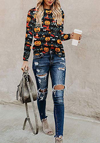 TEENSHOT - Camiseta casual de verano con cuello en V para mujer, laterales abiertos Verde 0-m-halloween-2 XXL