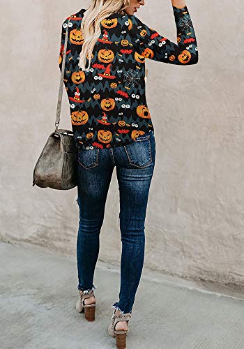 TEENSHOT - Camiseta casual de verano con cuello en V para mujer, laterales abiertos Verde 0-m-halloween-2 XXL