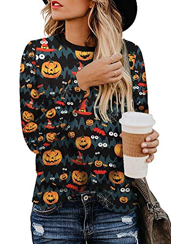 TEENSHOT - Camiseta casual de verano con cuello en V para mujer, laterales abiertos Verde 0-m-halloween-2 XXL