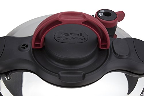 Tefal Clipso Minut Easy - Olla a Presión de 7.5 L con 5 Sistemas de Seguridad y Cierre fácil con Una Sola Mano, Acero Inoxidable, 24 cm