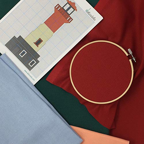 Tela para Punto de Cruz | 75cm x 50cm | 5,5 puntos/cm – 14 cuentas | 100% algodón | Elige color | de Delicatela (Salmón)