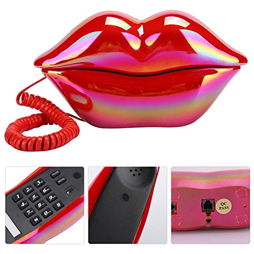 Teléfono de Labios Rojos, Elegante Teléfono Fijo de Escritorio para el Hotel en Casa Regalo Ideal para Amigos Fácil de Instalar