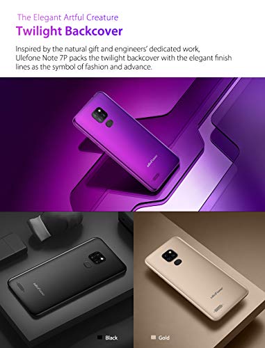 Teléfono móvil (2019), Ulefone Note 7P, 4G Dual SIM Smartphone Libres - 6.1 '' Pantalla de Gota de Agua, Android 9.0, MTK6761 2.0GHz 3GB RAM 32GB ROM, Triple cámara Trasera, GPS, OTG Crepúsculo