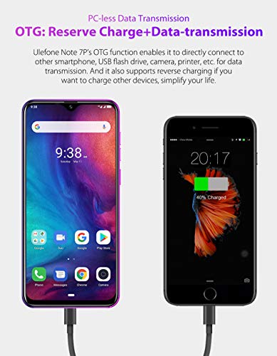 Teléfono móvil (2019), Ulefone Note 7P, 4G Dual SIM Smartphone Libres - 6.1 '' Pantalla de Gota de Agua, Android 9.0, MTK6761 2.0GHz 3GB RAM 32GB ROM, Triple cámara Trasera, GPS, OTG Crepúsculo
