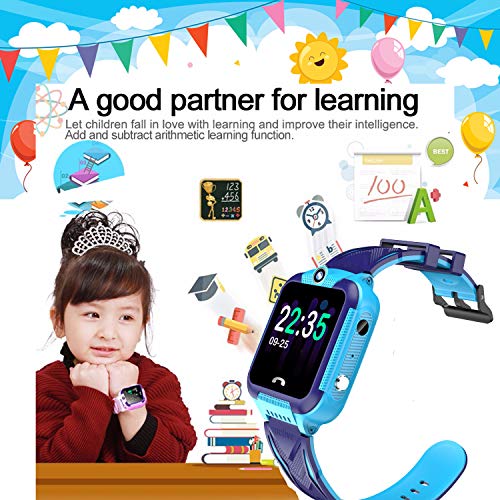 TeléFono Smartwatch Para NiñOs - LBS Tracker Watch Para NiñOs NiñAs, Reloj Inteligente Con Sos Llamada Juegos De MatemáTicas Linterna CáMara TáCtil Completa Reloj De Pulsera De Vacaciones Regalos