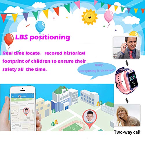TeléFono Smartwatch Para NiñOs - LBS Tracker Watch Para NiñOs NiñAs, Reloj Inteligente Con Sos Llamada Juegos De MatemáTicas Linterna CáMara TáCtil Completa Reloj De Pulsera De Vacaciones Regalos