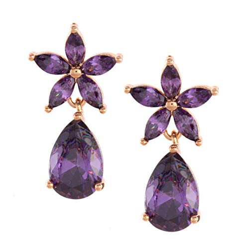 TEMPUS FUGIT. Pendientes Flor de Primavera. Diseño de joyería clásica. Con cristales de colores brillantes. Incluye una caja para regalo