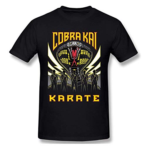 Tengyuntong Camisetas y Tops Hombre Polos y Camisas, Camiseta clásica única de Cobra Kai para Hombre, cómoda Manga Corta, Color Negro