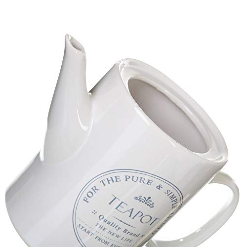 Tetera de 1 litro provenzal blanca de cerámica para comedor Bretaña - LOLAhome