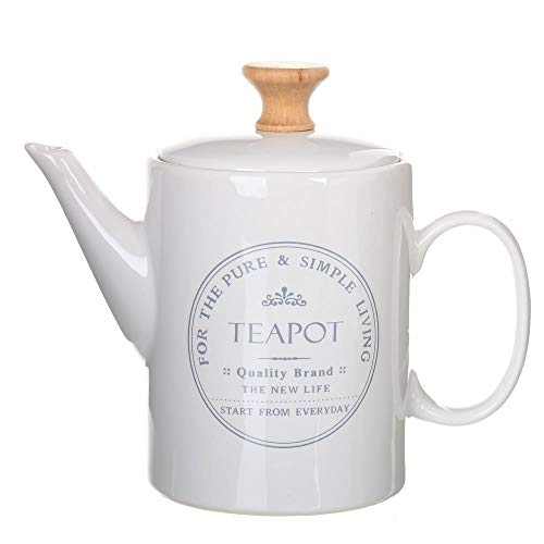 Tetera de 1 litro provenzal blanca de cerámica para comedor Bretaña - LOLAhome