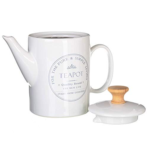 Tetera de 1 litro provenzal blanca de cerámica para comedor Bretaña - LOLAhome