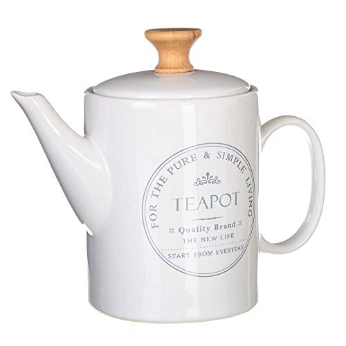 Tetera de 1 litro provenzal blanca de cerámica para comedor Bretaña - LOLAhome