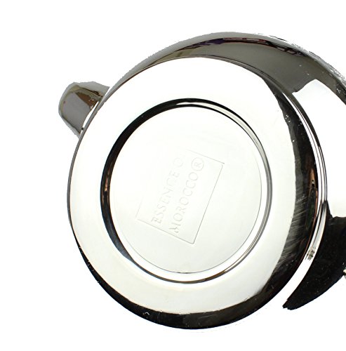 Tetera Marroquí en Plata Maillechort con Filtro Integrado y Manopla Auténtica Tradicional Modelo Grabado con Diseño Clásico Arabe Hecho a Mano Mediano (Aproximadamente 500 ml 5 vasos)