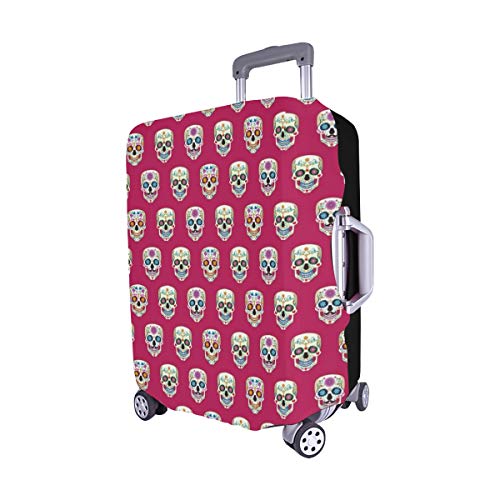 Textura Coloreada Calavera Mexicana Spandex Maleta de Viaje Maleta Protectora de Viaje Cubierta 28.5 X 20.5 Inch
