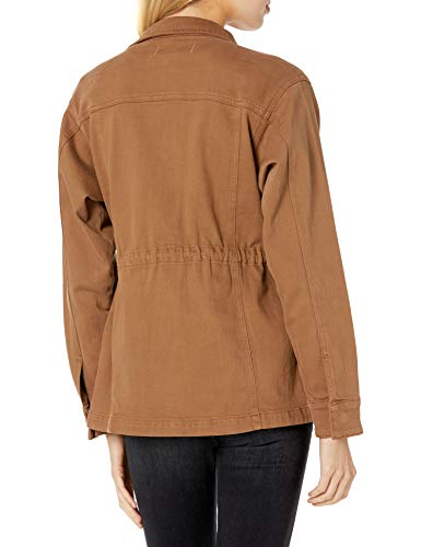 The Drop Andi Chaqueta Safari de Mezclilla Elástica con Cremallera Frontal, Tierra, S