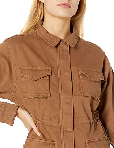 The Drop Andi Chaqueta Safari de Mezclilla Elástica con Cremallera Frontal, Tierra, S