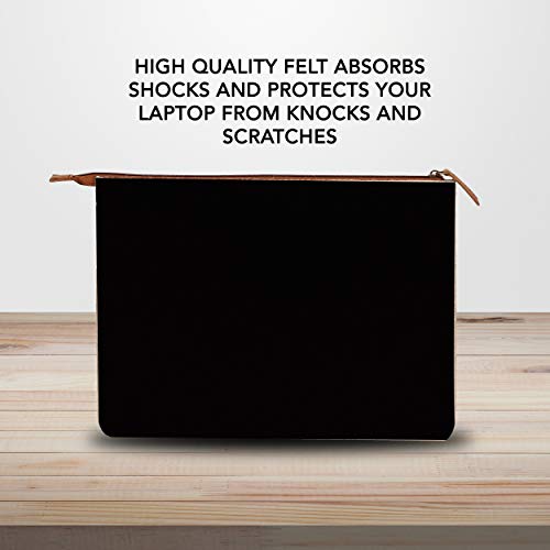 THE LEATHER WAREHOUSE Funda de Cuero para Laptop con Bolsillo Frontal Compatible con MacBook Air y Pro Lenovo HP H-10.7"W- 14.8" Negro y Bronceado