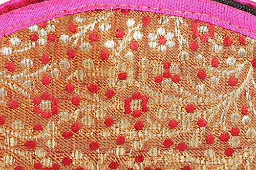 The MadhuSudan Gallery Bolso hecho a mano antiguo indio hecho monedero embrague bolsa con diseño étnico regalo de boda silk vanity pouches(juego de tres)