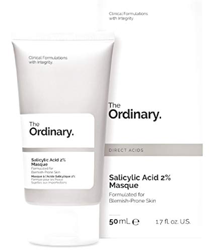 The Ordinary Deciem Masque de ácido salicílico 2%, con carbón vegetal, arcillas amazónicas y escualano, alcohol, aceite, silicona, nuez y sin gluten, vegano