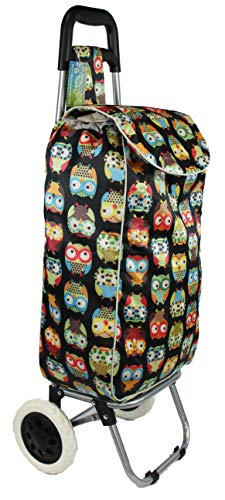 The Pescara Collection Gran Carro de cursos. Chouettes Noires. Chariot à tirer/pousser Modern et coloré. Léger et résistant. Flexible y escamotable