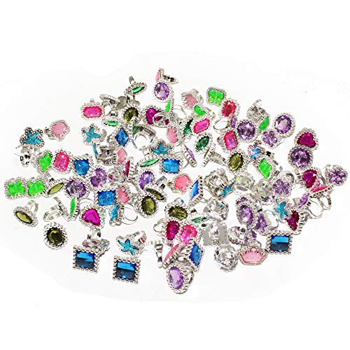 The Twiddlers 100 Pcs Anillos Ajustables Chispean Para Niñas - Princesa Joyas Anillos De Dedo Fingir Jugar Y Vestir Anillos Pequeñas - Detalles Y Cumpleaños Rellenos Bolsas De Fiesta, Premios De Clase