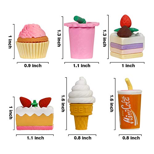 ThinkMax Animal y Gomas de borrar Comida, Lindo Goma Gomas de borrar lápiz, Colorido del Partido del Favor de los niños Bolsa Rellenos (50 Piezas de Comida)